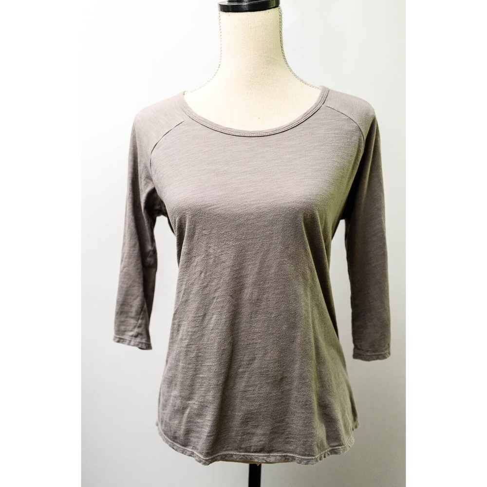 Neon Buddha Top S Lace Up side Tunic Long Sleeve Gray Shirt casual blouse